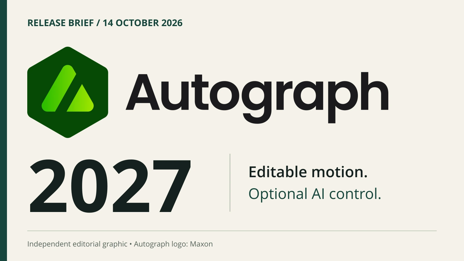Official Autograph logo above the 2027 version number, with the words “Editable motion. Optional AI control.”