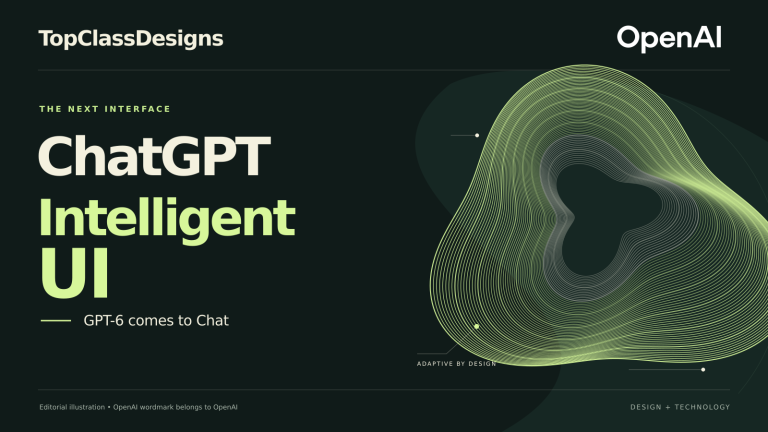 ChatGPT Intelligent UI editorial artwork with the official OpenAI wordmark and flowing lime contours.