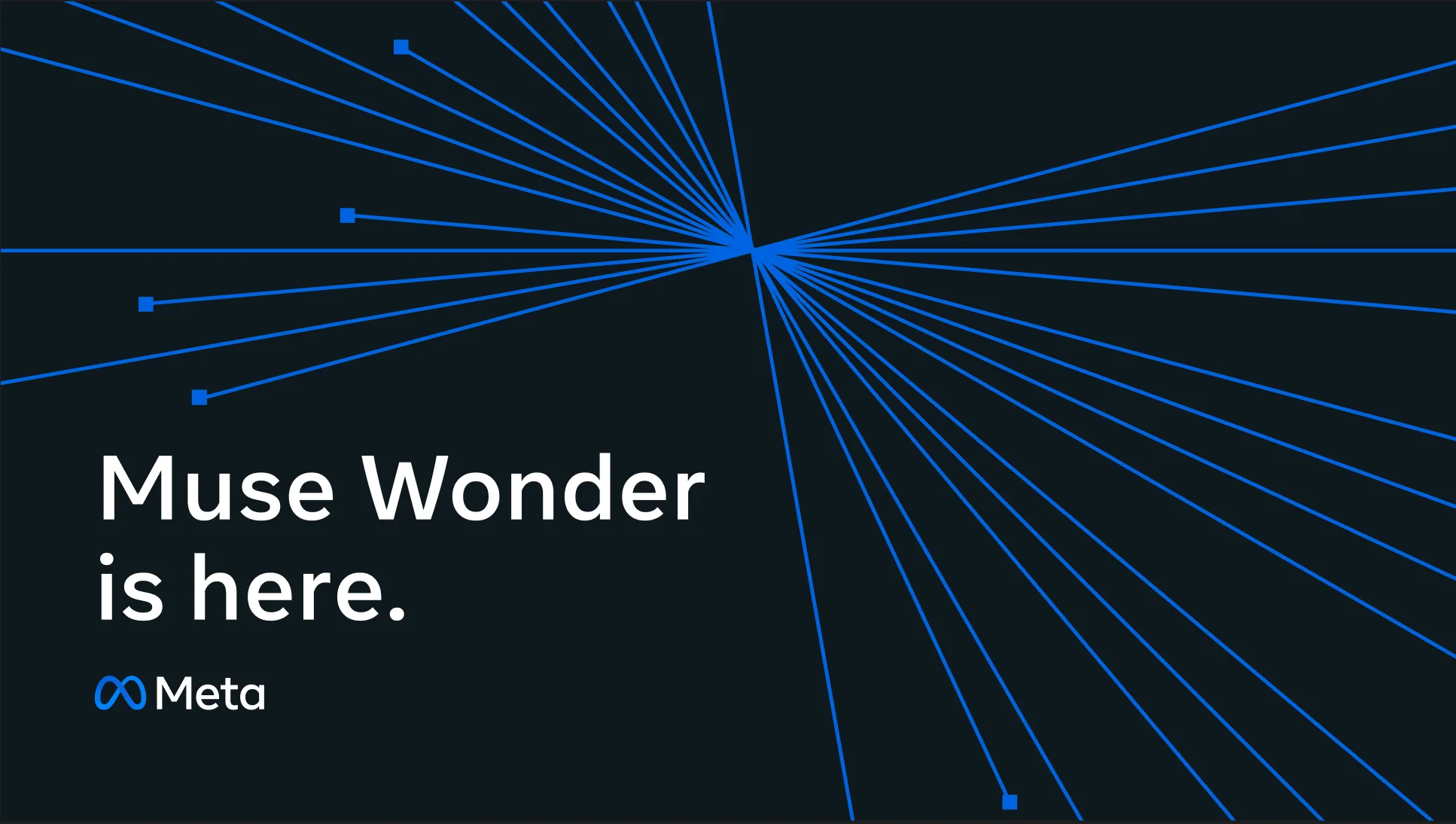 Meta’s official Muse Wonder launch artwork with blue radiating lines and the Meta logo